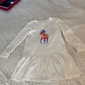 Polo by Ralph Lauren White Dress with Vibrant Graphic